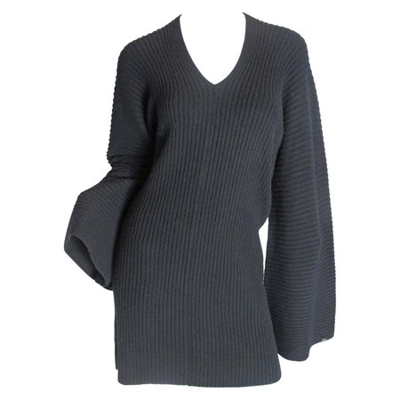 Chanel Black Cashmere Sweater Dress Bat Sleeves and Braiding For Sale at 1stDibs | chanel bat