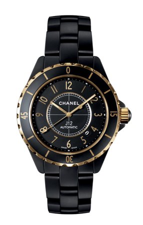 black & gold matte Chanel watch