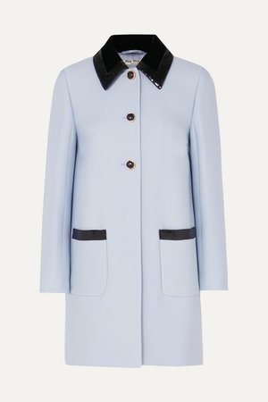 Miu Miu | Sequin-embellished velvet-trimmed cady coat | NET-A-PORTER.COM