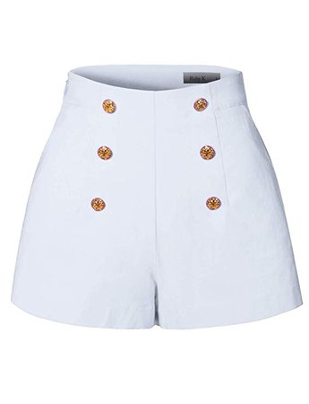 RK RUBY KARAT Womens High Waisted Front Button Retro Vintage Pin Up Sailor Shorts with Pockets at Amazon Women’s Clothing store