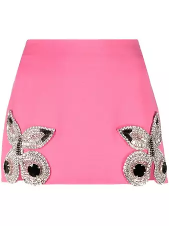 AREA crystal-embellished Butterfly Miniskirt - Farfetch