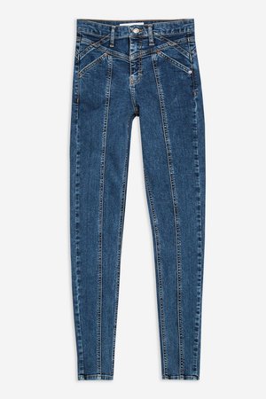 Mid Blue Panelled Jamie Jeans - Jeans - Clothing - Topshop
