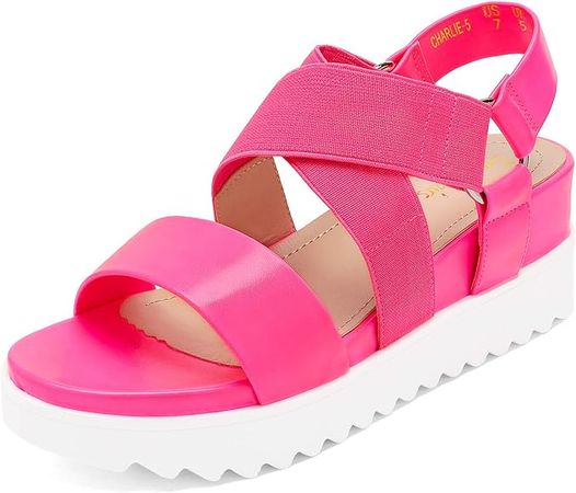 Amazon.com | DREAM PAIRS Women?s Neon Pink Open Toe Ankle Strap Platform Wedge Sandals Size 5.5 M US Charlie-5 | Platforms & Wedges