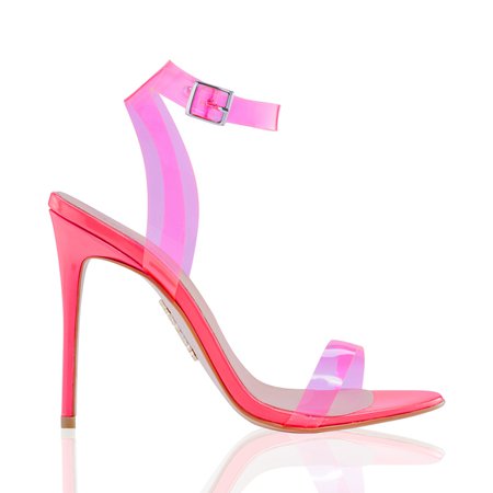 Shoes: 'GHOST' Neon Pink Straps Nude Sandals