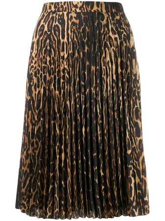 Burberry Leopard-Print Pleated Skirt