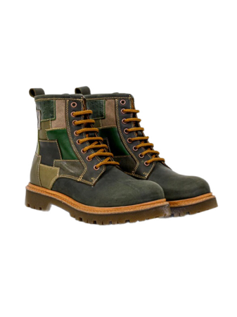 green leather patchwork boots footwear