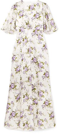 Les Rêveries - Floral-print Silk-charmeuse Maxi Dress - Ivory