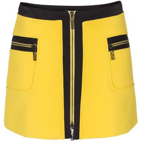 KENZO Textured Graphic Yellow Mini skirt with zipper