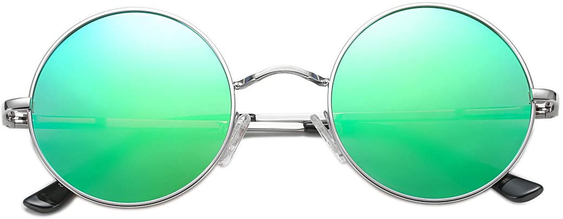 Amazon.com: COASION Retro Small Round Polarized Sunglasses John Lennon Style Circle UV400 Sun Glasses (Gold Frame/Clear Pink Lens)…: Clothing