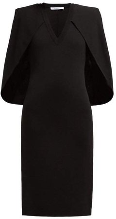 Cape Stretch Knit Midi Dress - Womens - Black