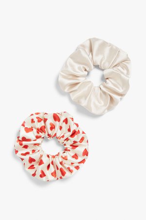 Pack of two scrunchies - Heart print - Hair accessories - Monki WW