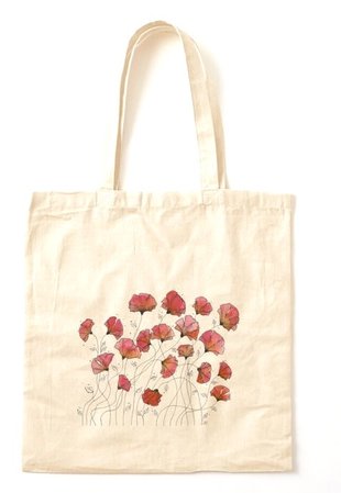 wild poppies graphic tote
