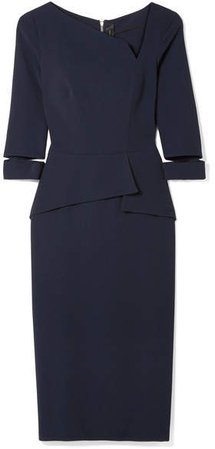 Dunne Asymmetric Cutout Crepe Dress - Midnight blue