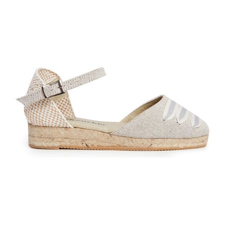 Canvas Espadrille Sandals with Striped Weave, Grey - Kids Girl Accessories Shoes - Maisonette