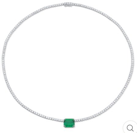 Silver / Green Emerald Necklace