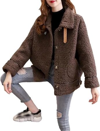 Amazon.com: Rfmfkkg Women'S Slim Fit Wool Coat Loose Autumn And Winter Fleece Warm Top Cardigan Jacket : Clothing, Shoes & Jewelry
