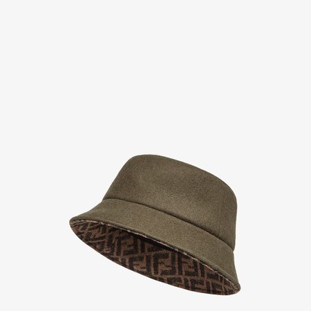 Green wool and silk bucket hat - HAT | Fendi