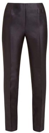Masto Notched Cuff Silk Blend Faille Trousers - Womens - Navy