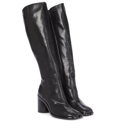 Maison Margiela - Tabi leather knee-high leather boots | Mytheresa