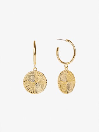 Gold Coin Hoops - Michelle Earrings | Ana Luisa Jewelry