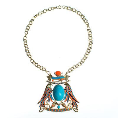 Vintage Accessocraft Turquoise Scarab Necklace - Vintage Meet Modern