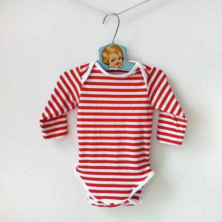 Red and White Striped Onesie Handmade Baby Red Striped | Etsy