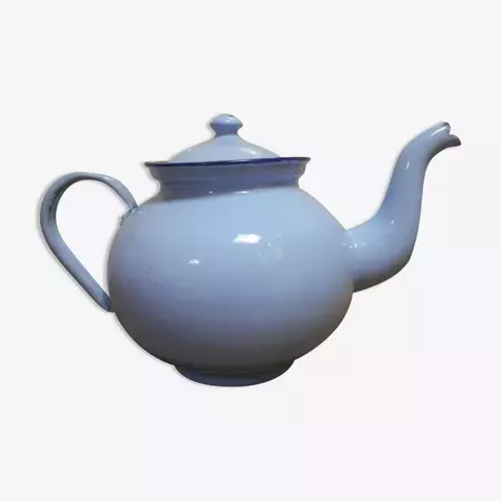 Vintage teapot enamelled saint served belgium sky blue | Selency