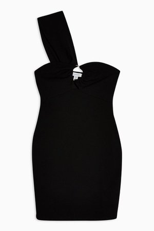 Twist One Shoulder Mini Dress Black | Topshop