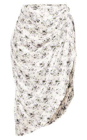 White Ditsy Floral Side Midi Skirt | Skirts | PrettyLittleThing USA