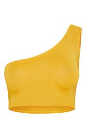 one shoulder crop top yellow - Google Search