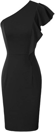 Amazon.com: Black Sexy Dresses for Women Formal Midi Wedding Dresses Ruffle Sleeveless 63-1M: Clothing