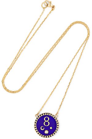 Foundrae | Karma 18-karat gold, diamond and enamel necklace | NET-A-PORTER.COM