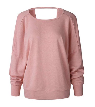 Amazon.com: BTFBM Women's Backless Loose Shirt Long Sleeve Open Back Cross Tee Top Blouse (Small, Pink): Clothing