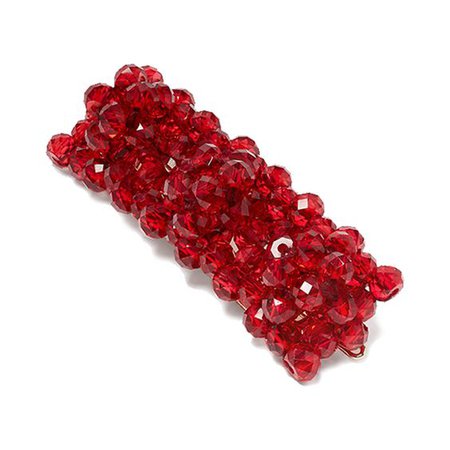 Shrimps Cleo Bead-Embellished Hair Clip in Red