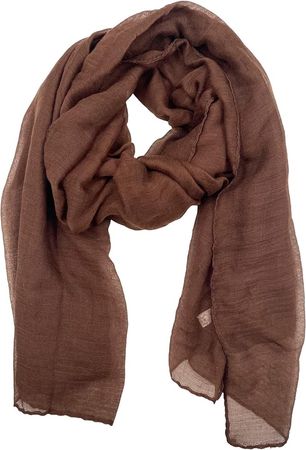 woogwin Women's Cotton Scarves Lady Light Soft Fashion Solid Scarf Wrap Shawl (One Size, coffee) at Amazon Women’s Clothing store