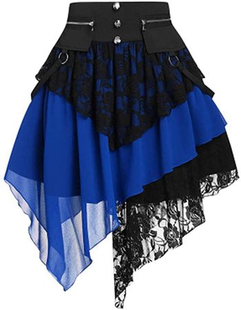 Amazon.com: Women's Steampunk Gothic Skirt High Low Asymmetrical Pirate Skirt Bustle Style : Clothing, Shoes & Jewelry