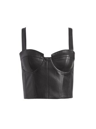 Jeanna Bustier Vegan Leather Crop Top In Black | Alice And Olivia