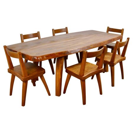 Elm Dining Table and Six Elm Chairs, 1960s For Sale at 1stDibs