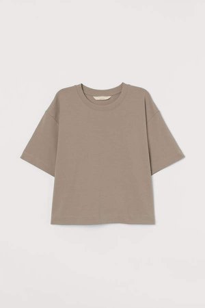 Boxy Pima Cotton T-shirt - Beige