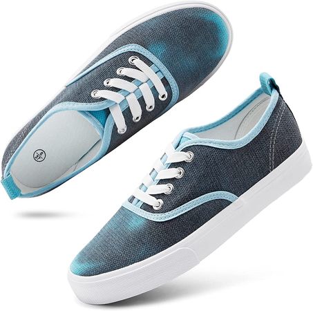 Amazon.com | Women's Canvas Sneakers Low Cut Canvas Shoes Lace Up Casual Tennis Shoes（Navy.US10） | Fashion Sneakers