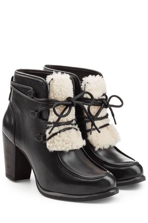 Leather Ankle Boots with Shearling Gr. US 6