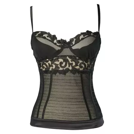 Black tulle and lace bustier La Perla For Sale at 1stDibs