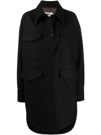 Black MM6 Maison Margiela oversized wool-blend jacket S32AM0339S52207 - Farfetch