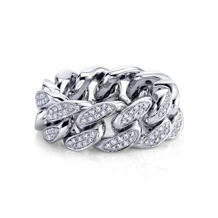 SHAY PARTIAL PAVE DIAMOND FLAT LINK RING