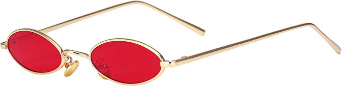 Amazon.com: AOOFFIV Vintage Slender Oval Sunglasses Small Metal Frame Candy Colors: Clothing