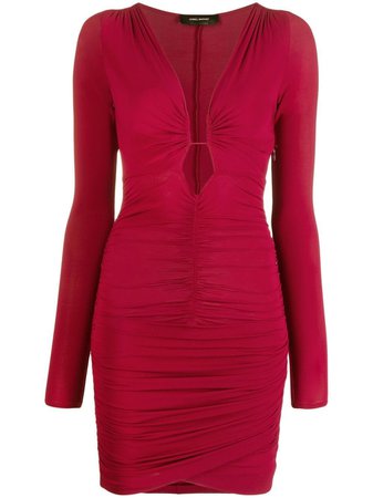 Isabel Marant Plunge Ruched long-sleeve Dress - Farfetch