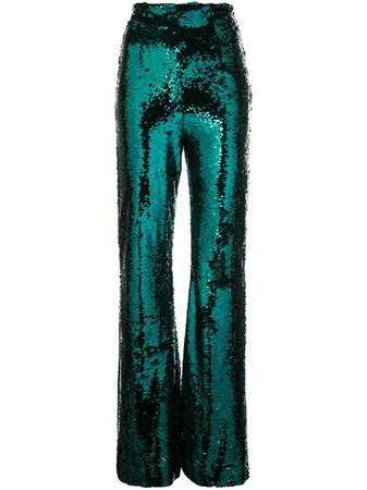Green 16Arlington Sequinned Flared Trousers | Farfetch.com