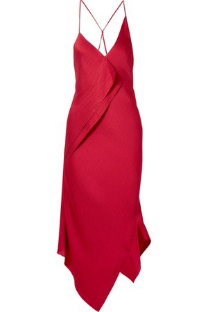 Roland Mouret | Jimboy asymmetric hammered silk-satin midi dress | NET-A-PORTER.COM