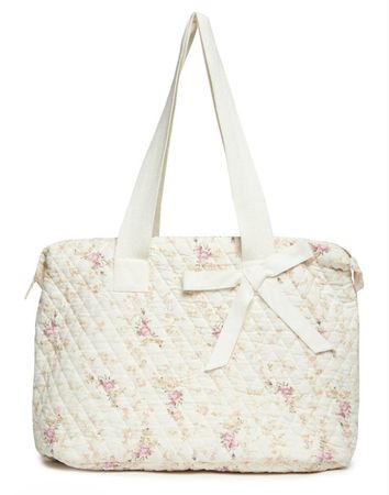 white floral duffle bag