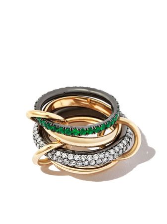 Spinelli Kilcollin 18kt Yellow Gold Vega Pavé Diamond And Emerald Ring - Farfetch